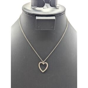 Vintage Sterling Marcasite Open Heart 15" Chain Necklace